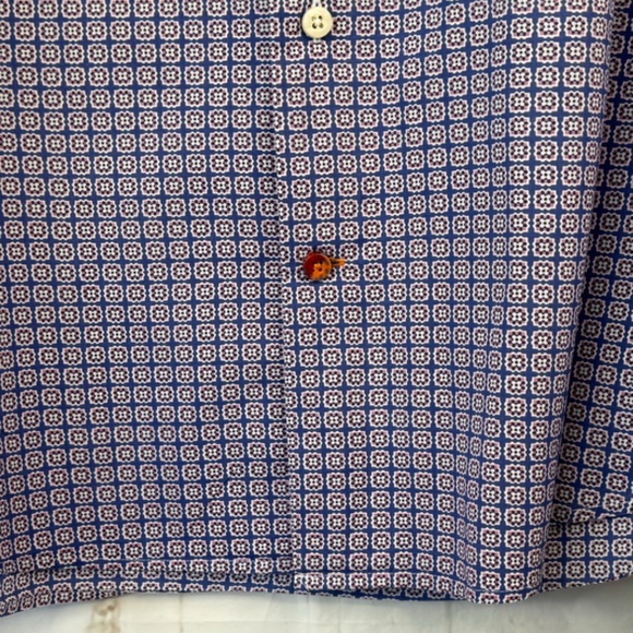 Tallia Mens Purple Mandala Collard Button Up Dress Up Shirt Sz. Medium M 15 1/2 - Picture 9 of 12